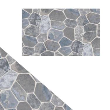 Imagem de Papel De Parede Adesivado 45Cm X 05 Metros Pvc Pedras Cinzas