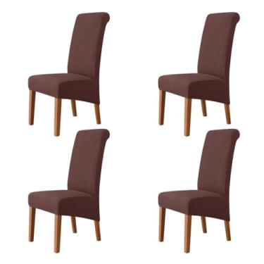 Imagem de Lzyjckh Capas elásticas para cadeiras de jantar, Capa para cadeiras com encosto alto, Protetor de cadeira removível e lavável, para decoração de casa, hotel, banquete, festa,Coffee,4PCS