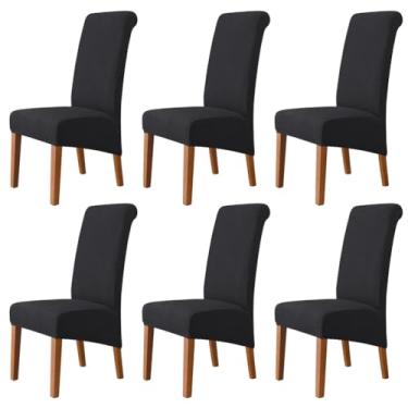 Imagem de Lzyjckh Capas elásticas para cadeiras de jantar, Capa para cadeiras com encosto alto, Protetor de cadeira removível e lavável, para decoração de casa, hotel, banquete, festa,Black,6PCS