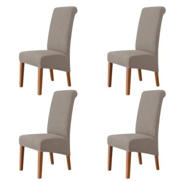 Imagem de Lzyjckh Capas elásticas para cadeiras de jantar, Capa para cadeiras com encosto alto, Protetor de cadeira removível e lavável, para decoração de casa, hotel, banquete, festa,Khaki,4PCS