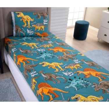 Imagem de Kit Jogo De Lençol Solteiro Com Elástico 2 Peças(Jurassic)
