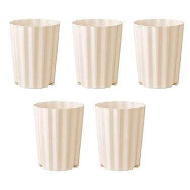 Imagem de Ioensy 5 peças de vasos de plantas para decoração de interiores, vasos de flores resistentes de 1,4 L para rosas, fazenda, hotel, pátio, apartamento, Bege Claro