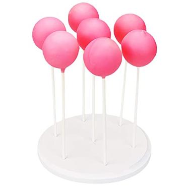 Imagem de Nangopop Suporte para exibição de bolo – Suporte redondo de madeira com 7 furos, suporte decorativo para doces ou sugadores para festas de aniversário, chás de bebê – Serve para palitos de pirulito de 5/32" (4 mm)