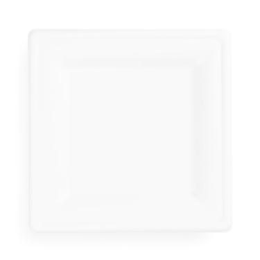 Imagem de Vegware Pratos de papel quadrados compostáveis de fibra moldada de 20 cm, caixa com 500, descartáveis, cana de açúcar branca recuperada, bagaço, redondo, sem árvores, mais forte que papel e isopor