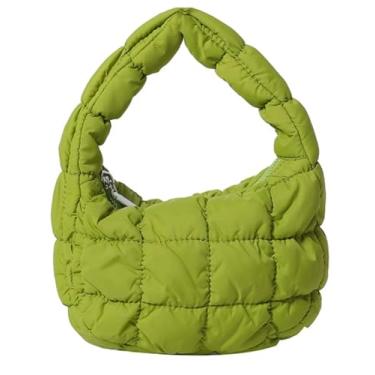 Imagem de Mini bolsa acolchoada acolchoada macia para mulheres linda bolsa bolha de pulso leve bolsa clutch de nylon, Verde claro, Medium