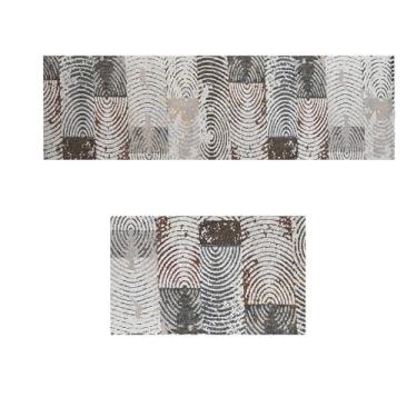 Imagem de Jogo Tapete Cozinha Antiderrapante 48x60 48x120 Oa Ptk Vr (M06Ptk TERRACOTA Marrom Bege Preto Laranja - ESTAMPADO)