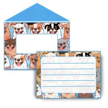 Imagem de Kit 5 Envelopes + Papéis Carta 8x11 cm - Cachorrinhos Alegres - ATalDa