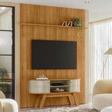 Imagem de Conjunto New Silverstone painel com prateleira e Rack Cumaru/Opala - M