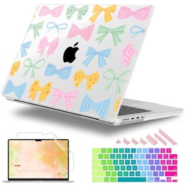 Imagem de Lepeoac Capa rígida para MacBook Pro de 16 polegadas 2021 2022 2023 2024 versão A3186 A3403 M4 A2991 M3 A2780 M2 A2485 M1 Pro/Max, capa rígida com protetor de tela e capa de teclado, laço colorido