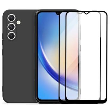 Imagem de Kit Capa Capinha Aveludada e 2 Películas de Vidro 3D Compatível Samsung Galaxy A34 - SMART E CASE