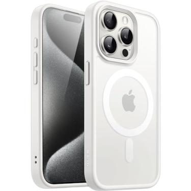 Imagem de JETech Capa Magnético para iPhone 15 Pro Max 6,7 Polegadas Compatível com MagSafe, Case Translúcido Fosco Verso Fina à Prova de Choque Tampa (Branco)