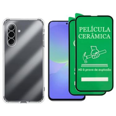 Imagem de Kit Capa Protetora Transparente Anti-Impacto para Samsung Galaxy A36+ 2 Películas de Cerâmica, Capinha com Proteção de Câmera