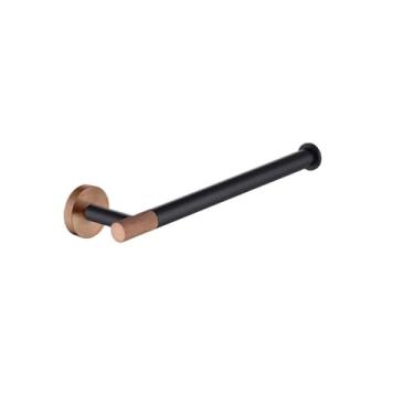 Imagem de Conjunto de banheiro preto e ouro rosa - Suporte para papel higiênico e toalheiro de aço inoxidável 304 - Kit de montagem em parede, anel para toalha 02