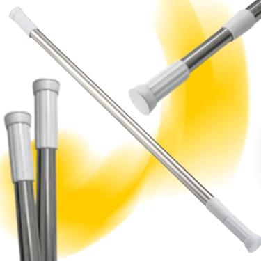 Imagem de Varão Extensível Regulável de Pressão para Cortina Box Banheiro Cozinha 1,10cm a 2m Instalação Fácil Sem Furos Material Resistente Versátil para Diversos Ambientes