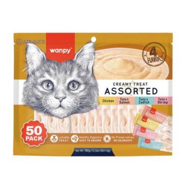 Imagem de Creamy Wanpy Petisco Cremoso Para Gatos 14gx50 Tubos 700g Sabor Sortid