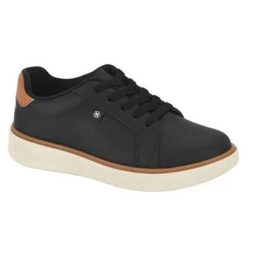 Imagem de Tênis Infantil Molekinho Napa Monaco Neo Casual Conforto, Preto, Camel