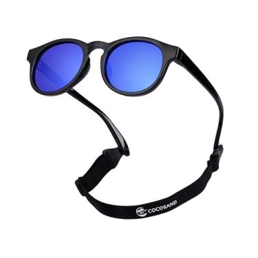 Imagem de COCOSAND Óculos de sol para bebês com alça polarizada armação redonda flexível para recém-nascidos, meninos e meninas de 0 a 6 anos, Preto, X-Small (Age 0-2)