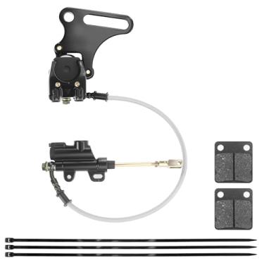 Imagem de PRO BAT Conjunto de pinça de freio a disco traseiro hidráulico de 15 mm + conjunto de pastilha para bicicleta suja PIT PRO 110cc 125cc 140cc (preto)