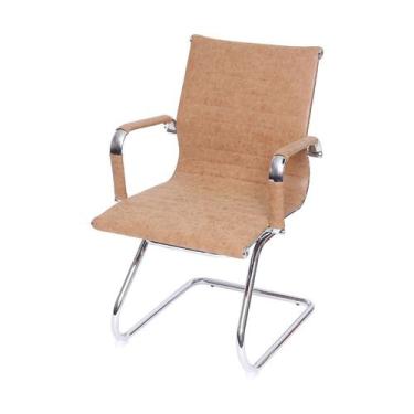Imagem de Cadeira Boxbit Eames Office Esteirinha P.U. Retro Caramelo Base Fixa C