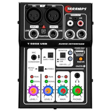 Imagem de Mesa De Som Interface De Audio Stereo Usb Taramps T0202 Preta 5v Led Rgb Gamer Streaming Podcasts Live Gravação Studio Computador Pc Notebook Placa De Som Alinhamento Phantom Power 48v Rca Xlr P2 P10