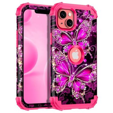 Imagem de Casetego Capa para iPhone 14 Plus, brilha no escuro, três camadas, resistente, à prova de choque, proteção total, policarbonato rígido + capa amortecedora de TPU macio para Apple iPhone 14 Plus de 6,7