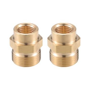 Imagem de VekAuto Conector de lavadora de pressão, M14 x 1,5 a 15 mm M22x1,5 adaptador macho e fêmea conector de mangueira de parafuso de latão universal para lavadora de pressão conexão rápida latão tom cobre