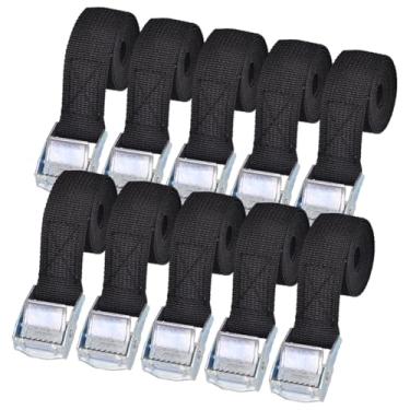 Imagem de 10 peças de tiras pretas de amarrar para motocicletas correias de amarração ajustáveis cintos de tensão de bagagem, cinto de suporte de teto com fivela para bicicletas de carga