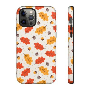 Imagem de Capa de telefone de folha de outono, capa protetora de outono, capa fofa para iPhone, capa com padrão de folha, acessório técnico sazonal