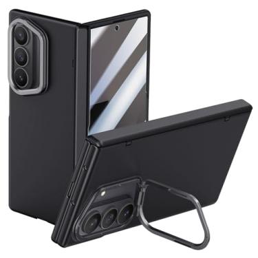 Imagem de LYJSMGZ Capa fina para Samsung Galaxy Z Fold 7, protetor de tela frontal com dobradiça automática, capa de metal com função de suporte de câmera, preta, dobra 7