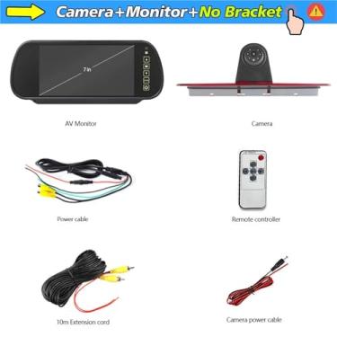 Imagem de Kit de câmera de ré com luz de freio, 3ª câmera de luz de freio compatível com Mercedes Ben Sprinter/VW Crafter com monitor de espelho de 7"(Camera-Monitor)