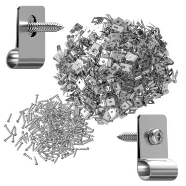 Imagem de Atotalof Pacote com 100 clipes de arame de cerca elétrica com parafusos – braçadeiras de aço inoxidável para montagem de fio soldado calibre 12-16 em postes de madeira ou metal