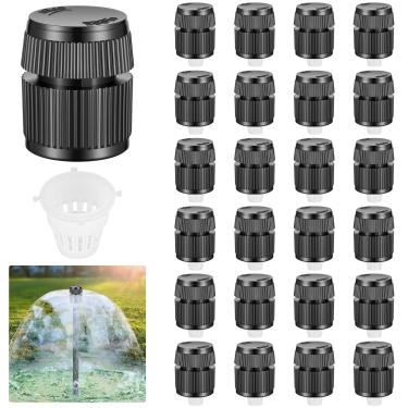 Imagem de 24 cabeças de irrigação para borbulhadores de arbustos de 1,27 cm com filtro macho rosca ajustável fluxo de água pulverizador emissores de irrigação cabeças de irrigação por gotejamento para sistema