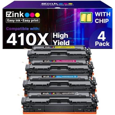 Imagem de E-Z Ink Cartuchos de toner 410X compatíveis com HP 410X 410A CF410X CF411X CF412X CF413X para uso com HP Color Laserjet Pro MFP M477fdw M477fdn M477fnw Pro M452dn M452nw M452dw (com chip -B/C/C/). Y/M