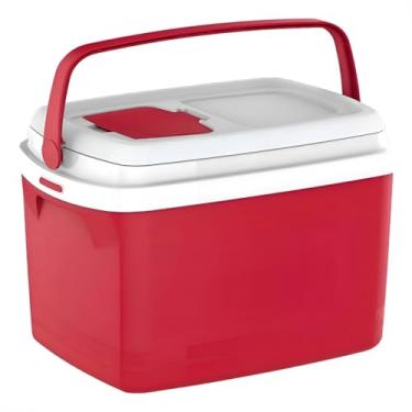 Imagem de Caixa Térmica 32L Livre de BPA Alça Reforçada Tampa de Fácil Abertura Plástico Resistente para Viagens (Vermelho)