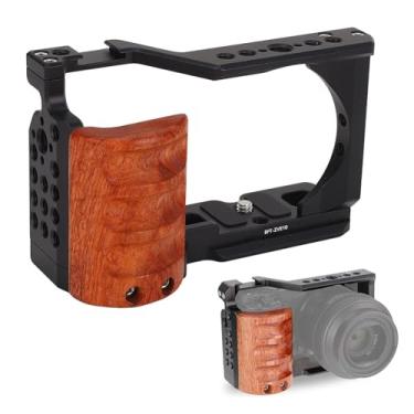 Imagem de Zopsc Gaiola de Câmera ZV E10 Com Alça de Madeira - Equipamento de Liga de Alumínio Com Orifícios de Parafuso de 1/4 "e 3/8" e Montagem de Sapatos Frios