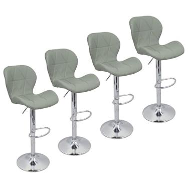 Imagem de Kit 4 Banquetas Slim Estofada Giratória c/Regulagem(Cinza)