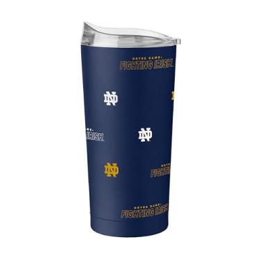 Imagem de Logo Brands Copo de aço inoxidável NCAA Notre Dame Fighting Irish Step & Repeat de 590 ml – Design de logotipo completo, parede dupla revestida a pó isolado a vácuo - mantém as bebidas quentes e frias