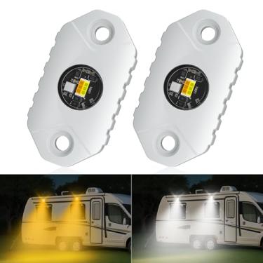 Imagem de EK ENNOKING Luzes Externas Para Rv, Luz Led Branca/Âmbar De Alumínio Varanda, 12 V, Ip68, À Prova D'Água, Kits Substituição Lâmpadas Toldo Trailers, Caminhões, Motorhomes, Veículos Viagem, 2 Peças