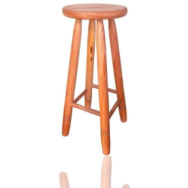 Imagem de Kit 4 Bancos Madeira Maciça 70cm Alta Para Balcão Banqueta Tamborete Reforçado kit conjunto(COM VERNIZ)