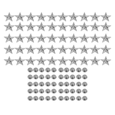 Imagem de Estrela estrelado Studs Star 5 Fixadores decorativos duráveis de liga pontiagudos para chapéus de roupas de couro de couro 50 conjuntos 16 mm com parafusos de slot de 4 mm (Preto prateado)