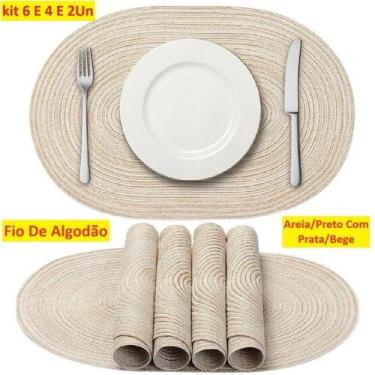 Imagem de Jogo Americano Fio De Algodão Oval Para Mesa De Jantar Utilidade Desca