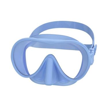 Imagem de Dynwave Máscara de mergulho com snorkel e proteção nasal, ampla visão, macia, profissional, óculos antiembaçantes para viagens, esportes aquáticos, praia e, Azul Claro