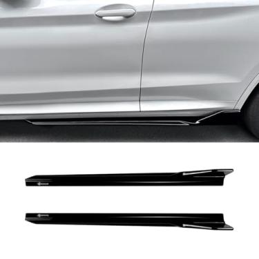 Imagem de Extensão de spoiler de lábio de saia lateral de carro difusor protetor compatível com X3 X4 G01 G02 M Sport 2018-2024 avental divisor de saia lateral do carro (preto brilhante)