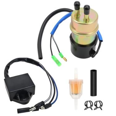 Imagem de Carbman Bomba de combustível elétrica 49040-1055 12V compatível com Kawasaki Mule KAF620 3000 3010 3020 2520 2500 2510 1000 (8 mm entrada/tomada) com relé de corte da bomba de combustível 27034-1053