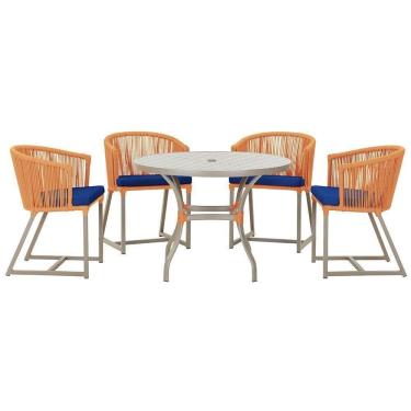 Imagem de Mesa Com 4 Cadeiras E Noronha Estofado 10 Trama autêntico Terra Cota