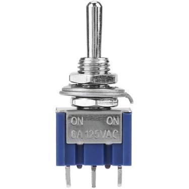 Imagem de Mini Chave Toggle Switch SPDT ON-ON 3 Terminais Azul 2 Vias - Thida