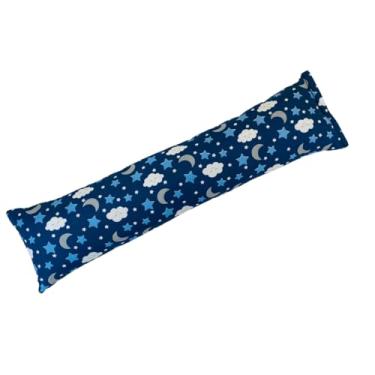 Imagem de Travesseiro Xuxão Infantil para Bebê Estampado- Unissex Menina e Menino – Para Berço, Cama e Viagems para Bebês e Crianças (Estrela E Lua Marinho, Bebê 80 CM X 18 CM)
