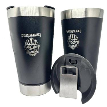 Imagem de Kit 2 Copos Térmico Iron Maiden 500Ml Tampa + Abridor