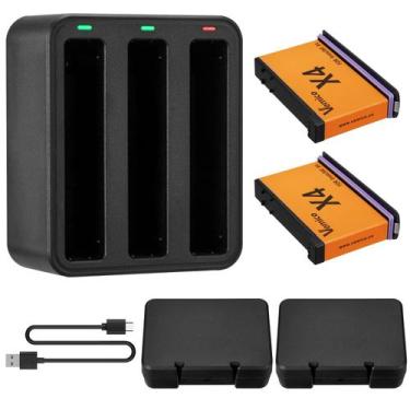 Imagem de Kit de carregador de bateria Vemico 360 X4 com baterias X4 de 2500mAh 