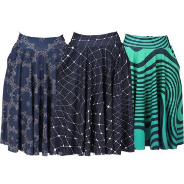 Imagem de Kit com 3 Saias Godê Midi Moda Evangélica Plissada - Click Mais Bonita